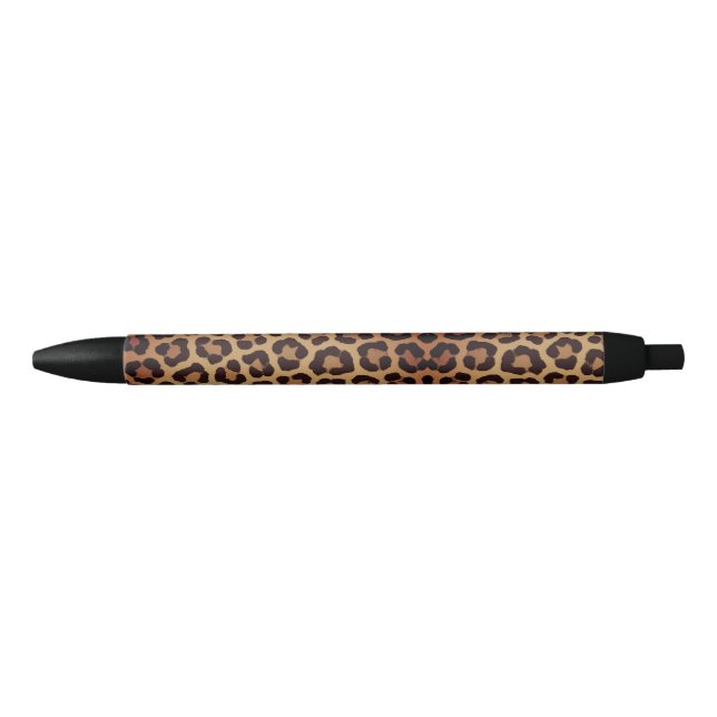 Caneta Preta Padrão de Estampa de Leopardo (Frente)