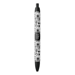 Caneta Preta Padrão de estilo paisley de pontos em círculo pret