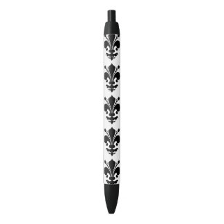 Caneta Preta Padrão de Fleur de lis, preto e branco, medieval