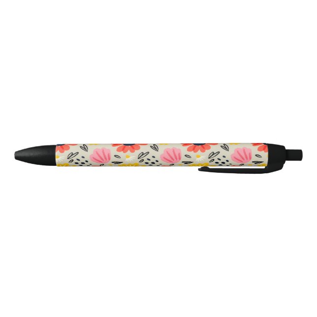 Caneta Preta Padrão de Flor de Primavera  (Parte Inferior)