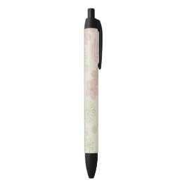 Caneta Preta Padrão de Flor Verde Rosa bege Retroativo Y2K 70s