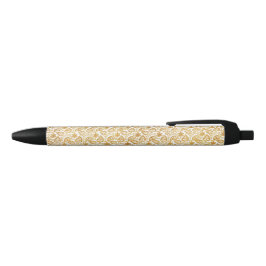 Caneta Preta Padrão de Folha Dourada Vitoriana