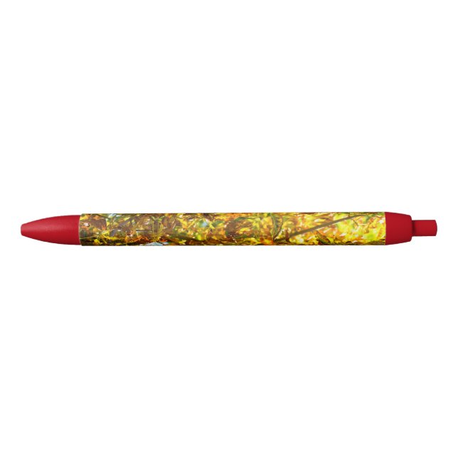Caneta Preta padrão de folhas de outono (Frente)