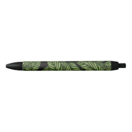 Caneta Preta Padrão de Folhas Tropicais