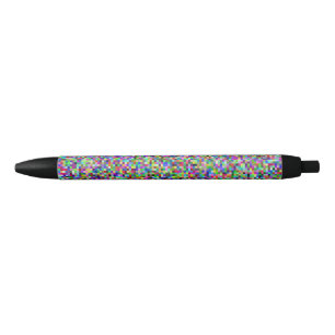 Caneta Preta Padrão de Fundo de Quadrados de Pixel Coloridos