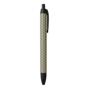 Caneta Preta Padrão de grade Dourado - Personalizar Cor de Pla