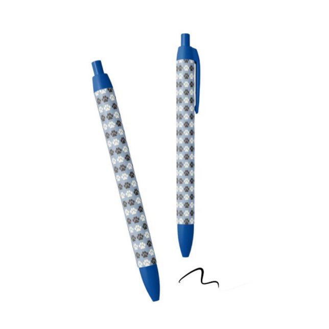 Caneta Preta Padrão de Impressão de Pata Prata Azul (Criador carregado)