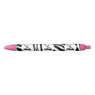 Caneta Preta Padrão de impressão de zebra preto e branco em neg