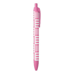 Caneta Preta Padrão de listras rosa e branca