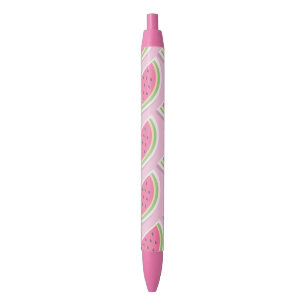Caneta Preta Padrão de Melancia Rosa Fofo