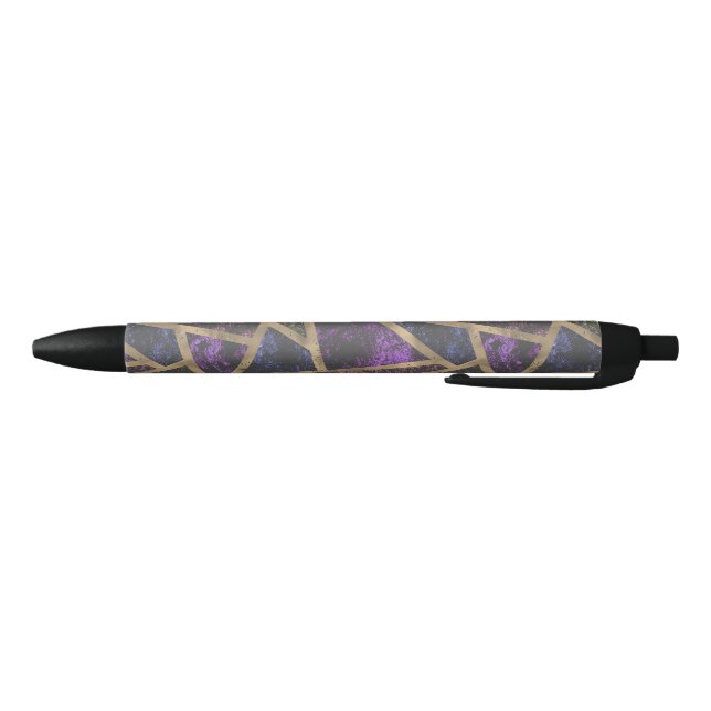 Caneta Preta Padrão de mosaico roxo e ouro (Parte Inferior)