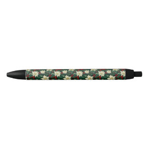 Caneta Preta Padrão de Natal Floral