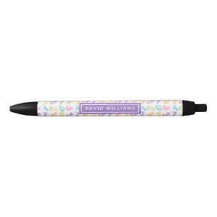 Caneta Preta Padrão de Números Coloridos Fofos Nome Personaliza