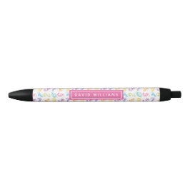 Caneta Preta Padrão de Números Coloridos Fofos Nome Personaliza