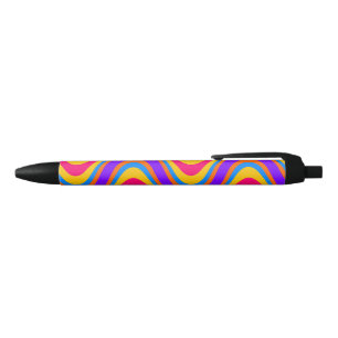 Caneta Preta Padrão de ondas coloridas