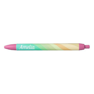 Caneta Preta Padrão de Ondas Pastel Modernas Coloridas Personal