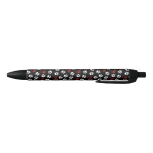 Caneta Preta Padrão De Patas, Patas Brancas, Patas Vermelhas, C