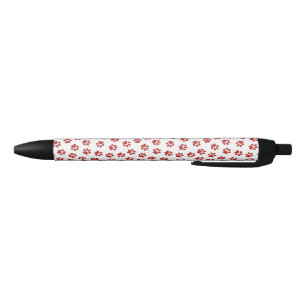 Caneta Preta Padrão De Patas, Patas Cachorros, Patas Vermelhas