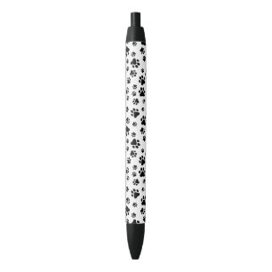 Caneta Preta Padrão De Patas, Patas Cachorros, Preto e Branco
