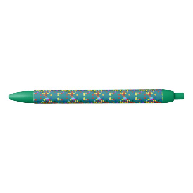 Caneta Preta Padrão de pontos coloridos (Frente)
