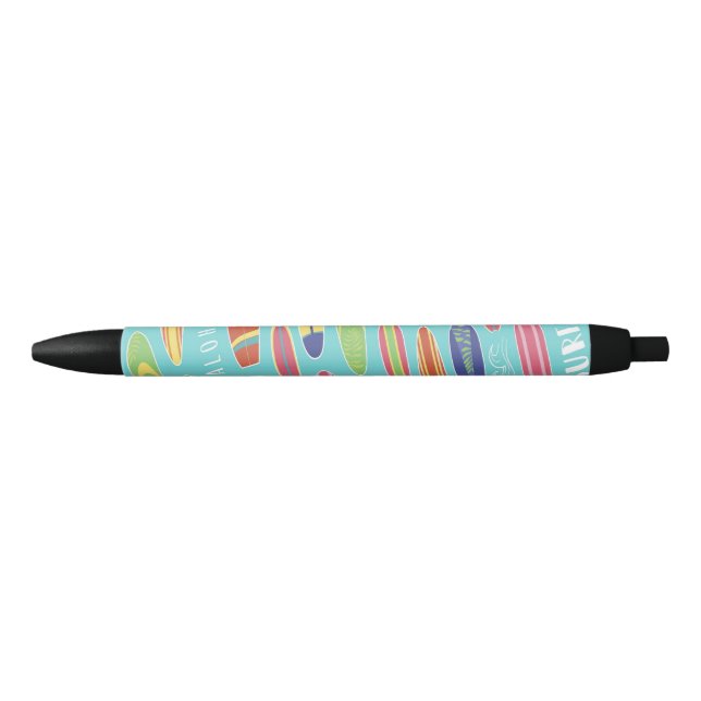 Caneta Preta Padrão de Prancha de Surf Aloha (Frente)