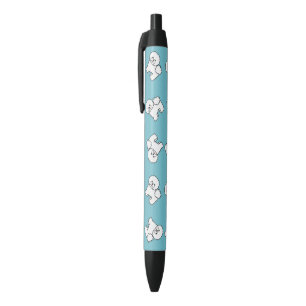 Caneta Preta Padrão De Raça De Cachorro Bichon Em Azul