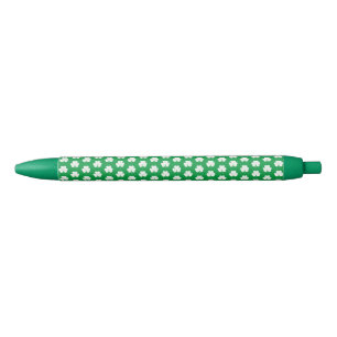 Caneta Preta Padrão de trevo irlandês de Shamrock branco verde