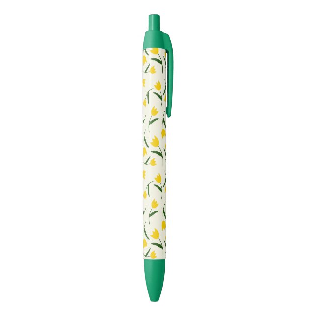 Caneta Preta Padrão de Tulipa Amarela (parte de inferior (Vertical))