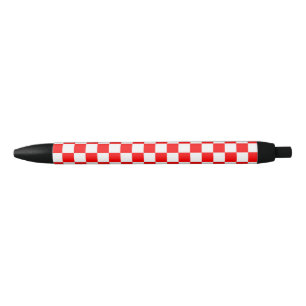 Caneta Preta Padrão de Verificação de Branco Vermelho