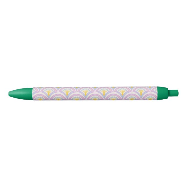Caneta Preta Padrão de vieira pastel (Frente)