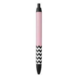 Caneta Preta Padrão de ziguezague preto e branco, Chevron, rosa