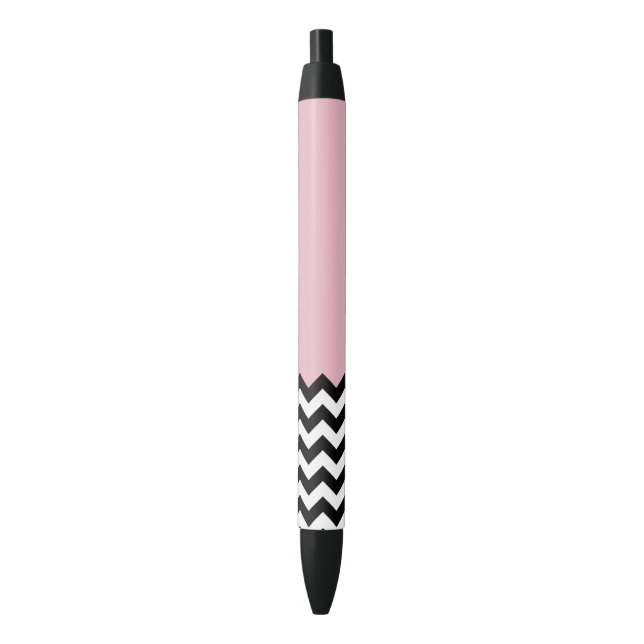 Caneta Preta Padrão de ziguezague preto e branco, Chevron, rosa (Frente Vertical)