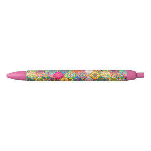 Caneta Preta Padrão decorativo contínuo colorido fofo