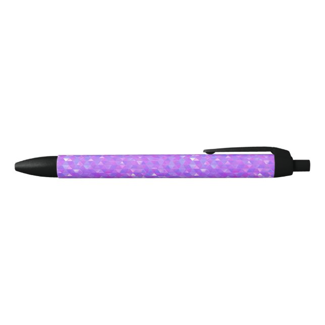 Caneta Preta Padrão Geométrico de Triângulos Modernos Rosa Roxo (parte de cima)