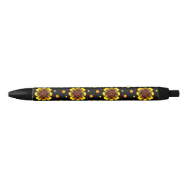 Caneta Preta Padrão Groovy 70s Flor de Margarida Poderoso