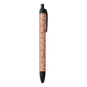Caneta Preta Padrão Laranja Fall Folhas & Acorns