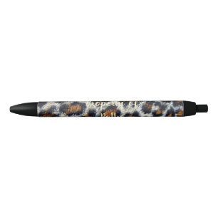 Caneta Preta padrão leopardo divertido e fofo