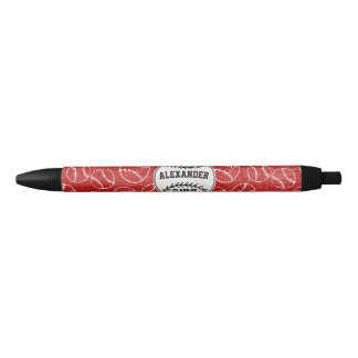 Caneta Preta Padrão Red Grunge Baseball