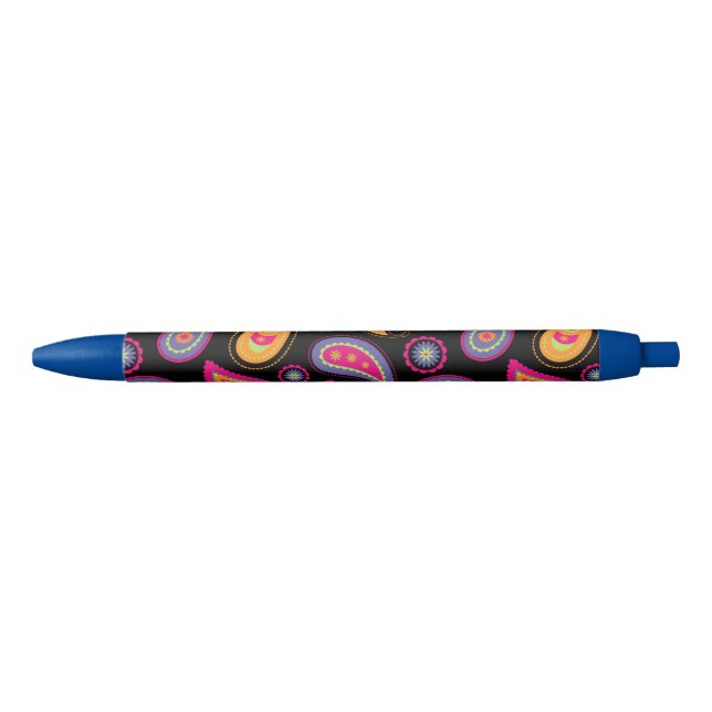 Caneta Preta Padrão sem falhas Colorir Paisley (Frente)