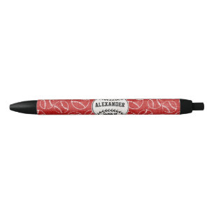 Caneta Preta Padrão Vermelho Grunge Baseball