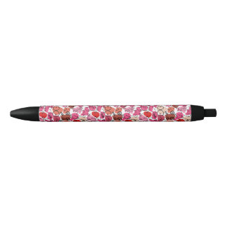 Caneta Preta padrão vermelho-rosa-chá de fraldas