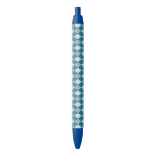 Caneta Preta Padrão Vintage Argyle Azul