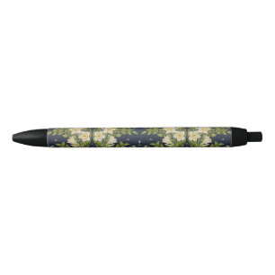Caneta Preta Padrão Vintage Navy White Lily de Walter Crane