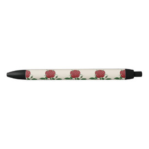 Caneta Preta Padrão Vintage Rosa Vermelha Saxônica de Walter Cr