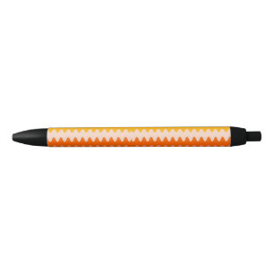 Caneta Preta Padrão Zig Zag Moderno Amarelo, Laranja e Branco
