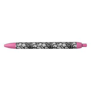 Caneta Preta Padrões paisley preto e branco vintage fofos