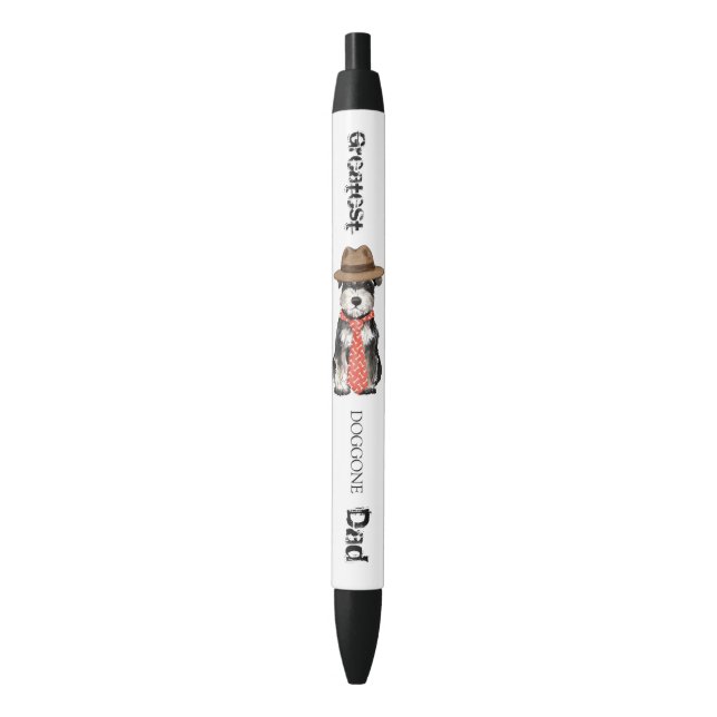 Caneta Preta Pai Miniatura Schnauzer (Frente Vertical)