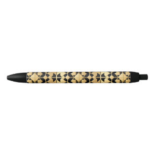 Caneta Preta Painel Dourado Geométrico