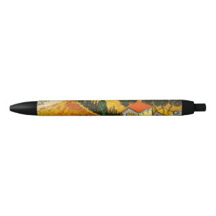 Caneta Preta Paisagem com House e Ploughma Vincent van Gogh