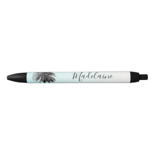 Caneta Preta Palm Tree Black White Blue Sky Personal